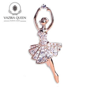 Crystals Ballerina Girl Brooch